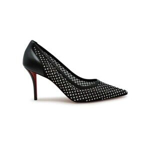 Christian Louboutin Black Strass Mesh Leather Apostropha 80 Pumps - NWT
